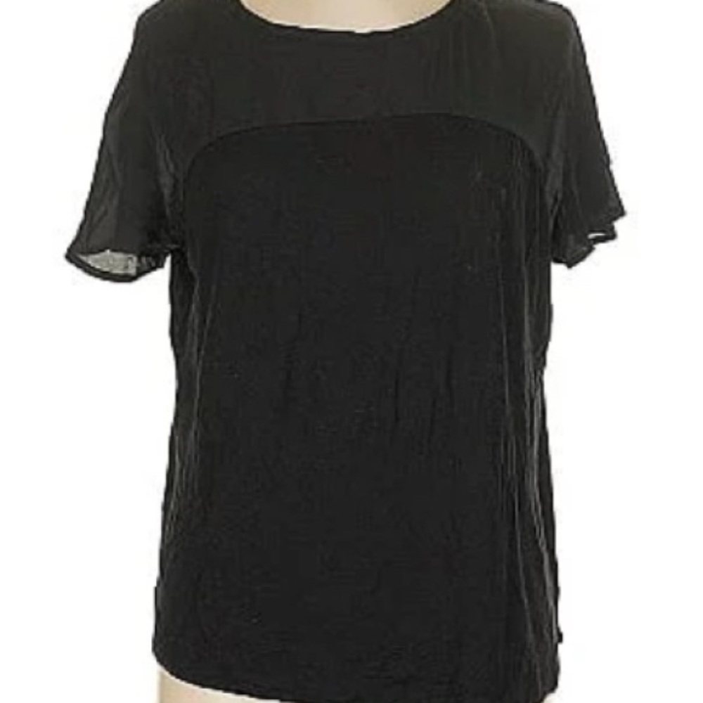 Tahari Black Relaxed Short Sleeve Blouse
